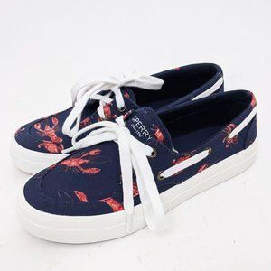 Sperry Crest Boat Shoes Lobsters NEW 5 Navy Red